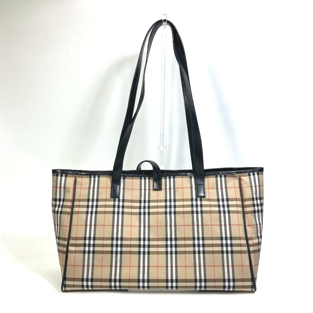 BURBERRY バーバリー チェック マザーズバッグ トートバッグ ショルダーバッグ ナイロン/レザー ベージュ レディース【中古】_画像2