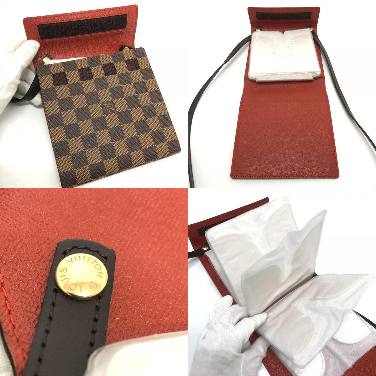 LOUIS VUITTON ルイヴィトン N62935 ダミエ CDケース DVD 斜め掛け ショルダーバッグ ダミエキャンバス ブラウン ユニセックス【中古】_画像9