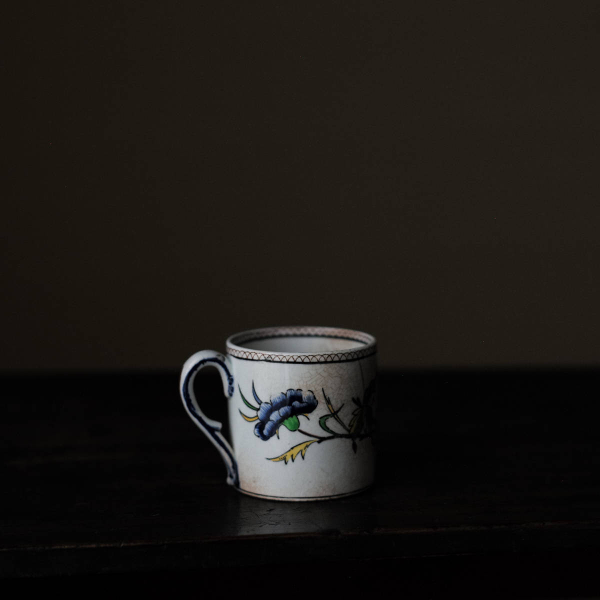 19世紀フランス サルグミンヌ 色絵草花鳥文 カップ ルーアン / アンティーク 1800年代 ティーカップ コーヒーカップ デミタスカップ D_画像4