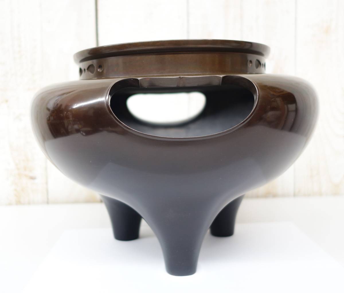 伝統工芸 工芸美術 茶道*唐銅風炉 鬼面風炉*鋳師 般若宗勘造 宗勘 銘