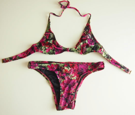 *u9 new goods 19000 jpy Italy laura triangle bikini print pattern swimsuit swim wear bikini separate pink red red 