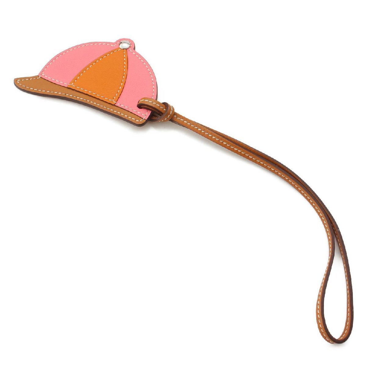 【エルメス】Hermes パドックボンベイ 帽子 レザー バッグチャーム PADBOMTAGK4 ピンク×オレンジ 未使用【】【正規品保証】175349