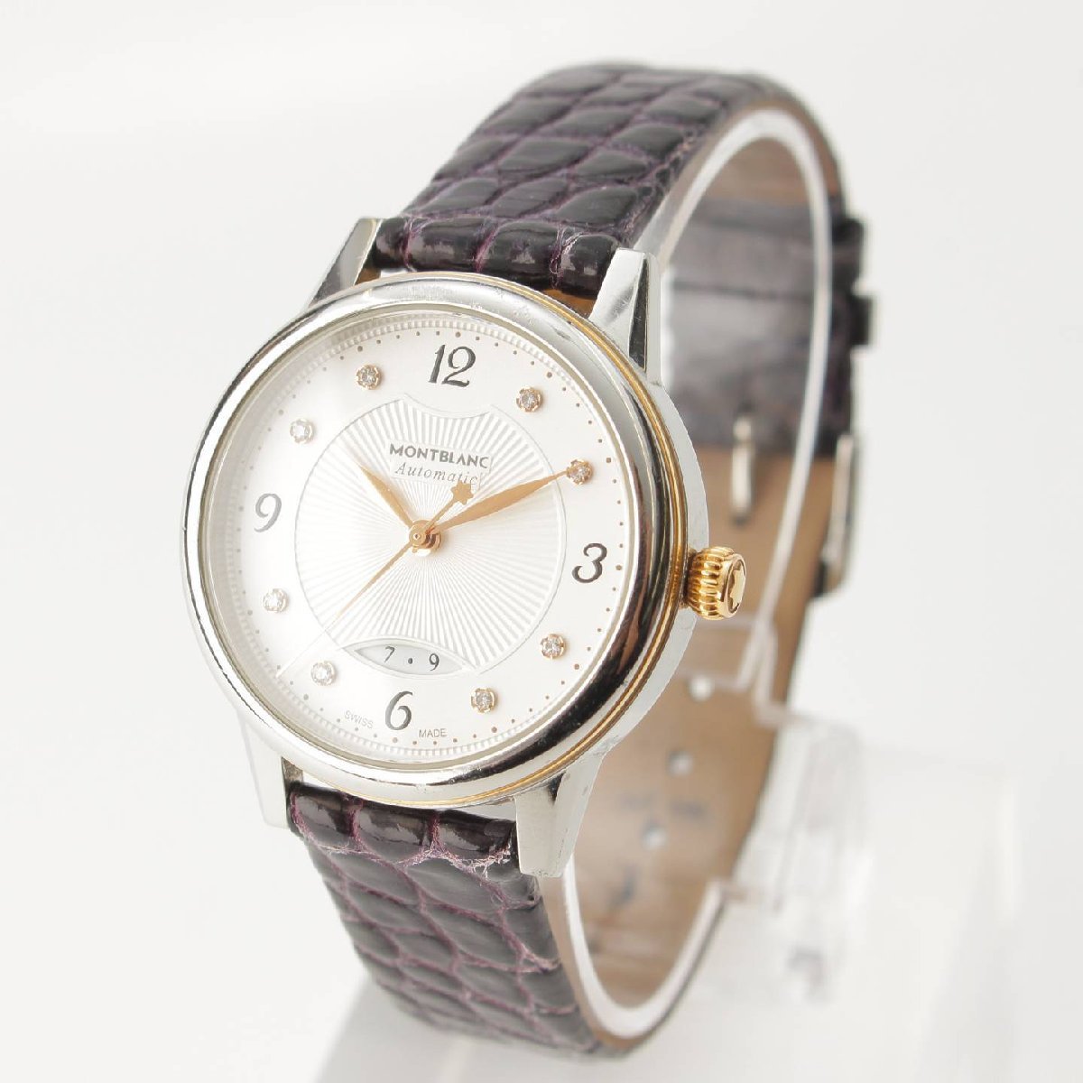 [ Montblanc ]Mont Blancbo M automatic wristwatch watch self-winding watch 111058 purple × silver [ used ][ regular goods guarantee ]175942