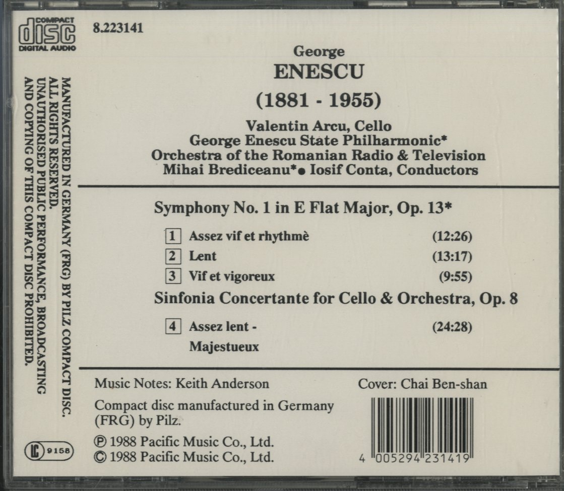 CD/ ヴァレンティン・アルク / エネスク：交響曲第1番、チェロと管弦楽のための協奏交響曲 / 輸入盤 8.223141 30301_画像2