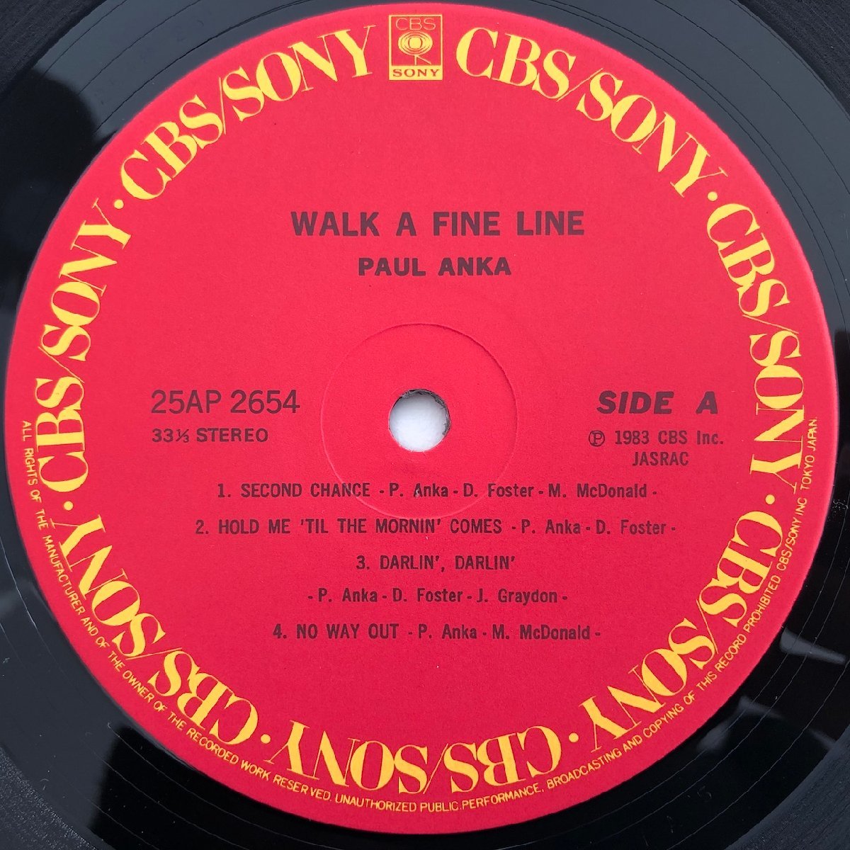 LP/ PAUL ANKA / WALK A FINE LINE / ポール・アンカ / 国内盤 ライナー CBS SNOY 25AP-2654 30228_画像4