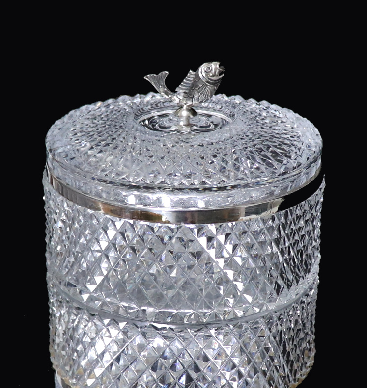 オールド・バカラ(BACCARAT) 銀装飾 魚文 ディアマン・ビゾー 1kg 大型
