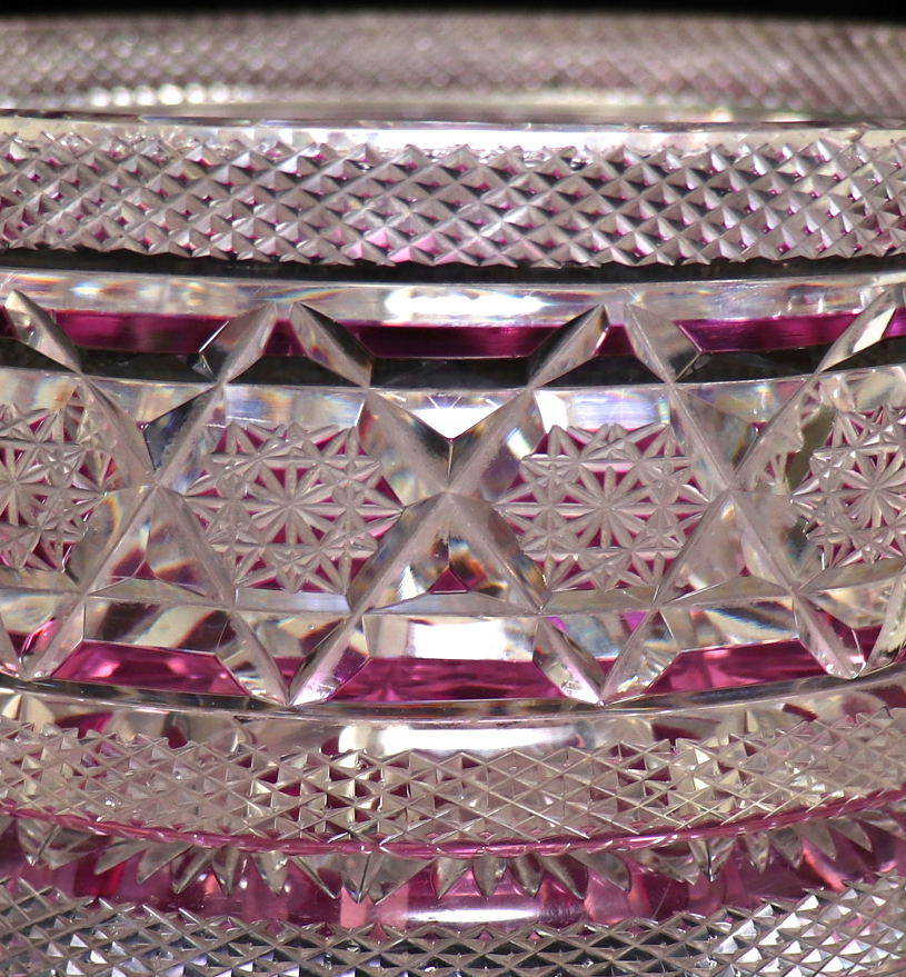 オールド・バカラ (BACCARAT) 紫色被せ切子装飾 大型鉢 ギヤマン 小物