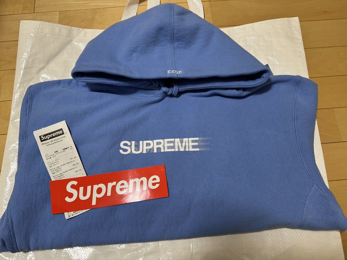 送料無料☆23ss Supreme Motion Logo Hooded Sweatshirt ライトブルー