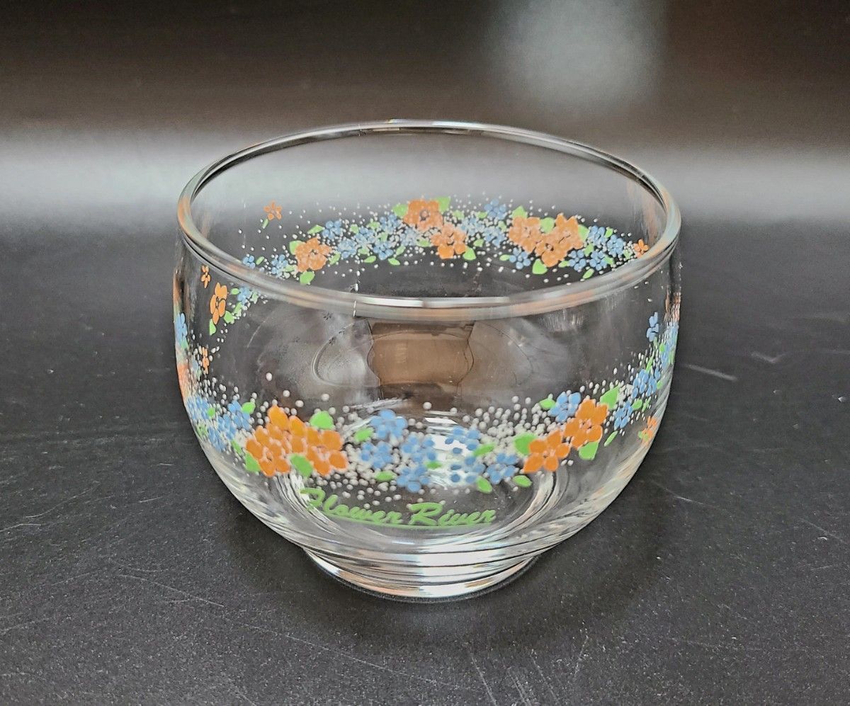 昭和 レトロ 冷茶グラス 花柄 2個セット 冷茶 ガラス コップ
