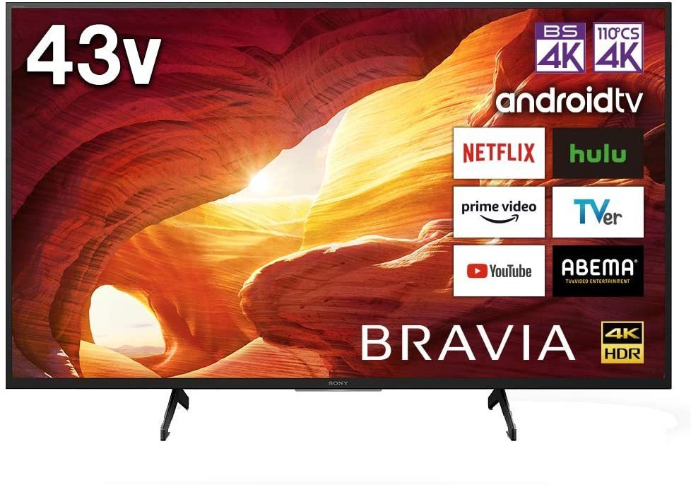 ソニー 43V型4Kチューナー 内蔵液晶テレビ KJ-43X8000H Android TV/Works with Alexa/YouTube/ゲームモード 引取可 2020/11～6年保証有