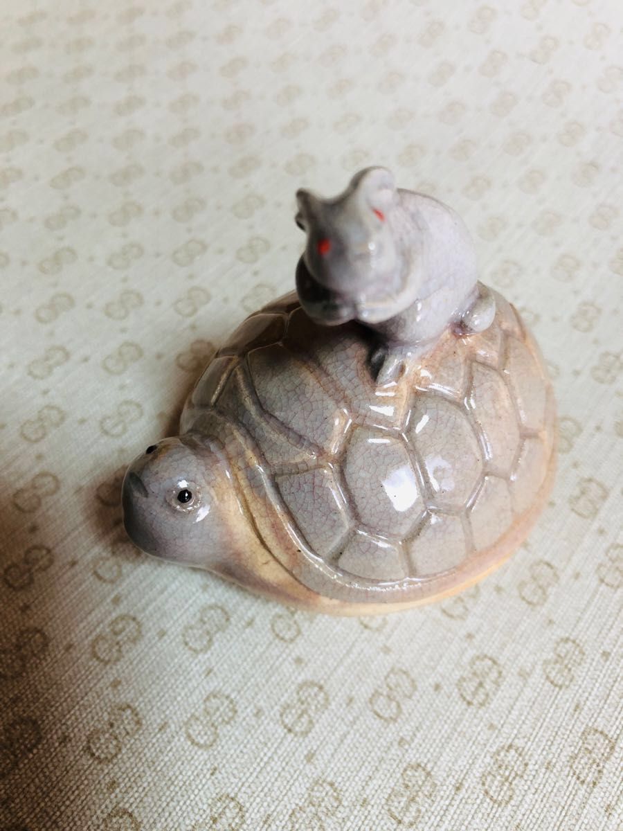 萩焼 亀のり卯香合 十二世坂高麗左衛門 熊峰 未使用品 在印