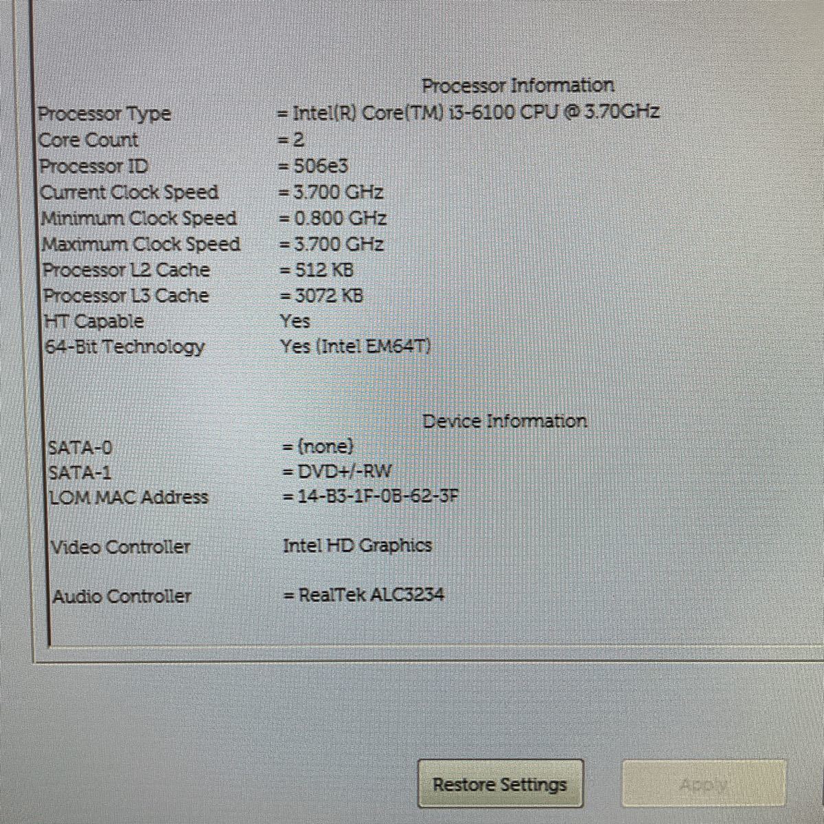 PC② DELL OPTIPLEX 3040 i3-6100 メモリー8GB ストレージなしの画像6