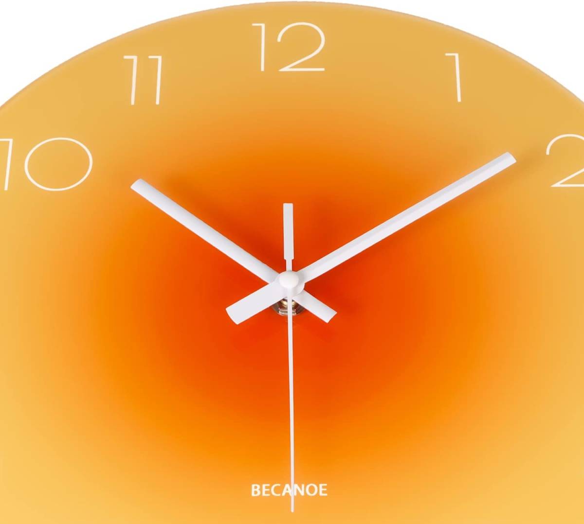 おしゃれな 掛け時計 オレンジ 強化ガラス アナログ 文字盤 ムーブメント スイープタイプ 電池式 円形 シンプル モダン インテリア_画像2