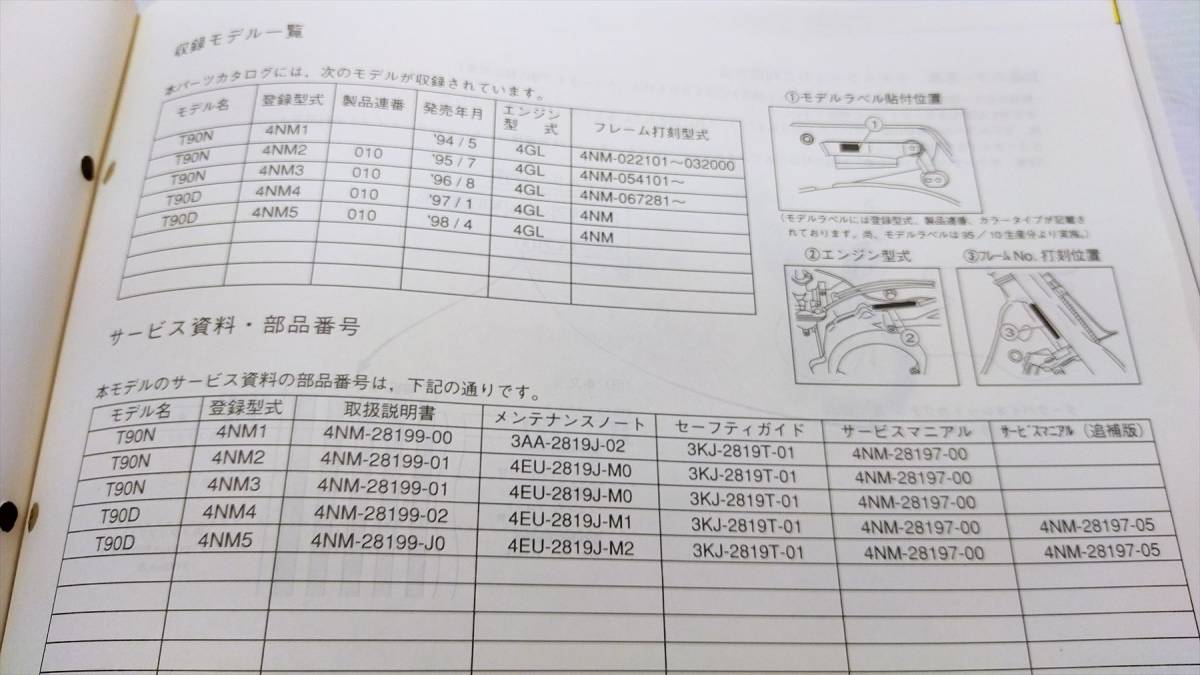 ヤマハ メイト90 4NM T90N T90D パーツリスト パーツカタログ レストア・メンテナンス 230121-27_画像5