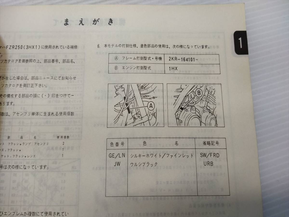 ヤマハ FZR250 2KR 3HX1 パーツリスト パーツカタログ カスタム・レストア・メンテナンス 230120-84_画像5