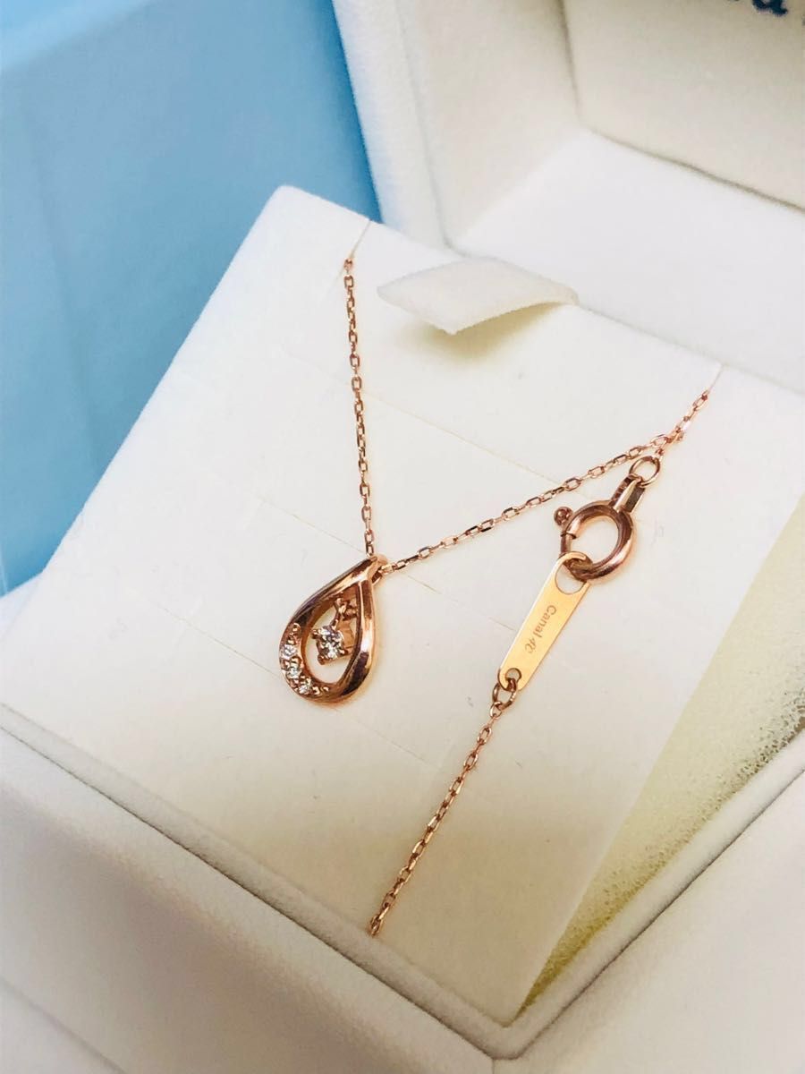 カナル4℃ネックレス K10ピンクゴールド しずく ダイヤモンド カナル4℃ネックレス K10ピンクゴールド しずく ダイヤモンド