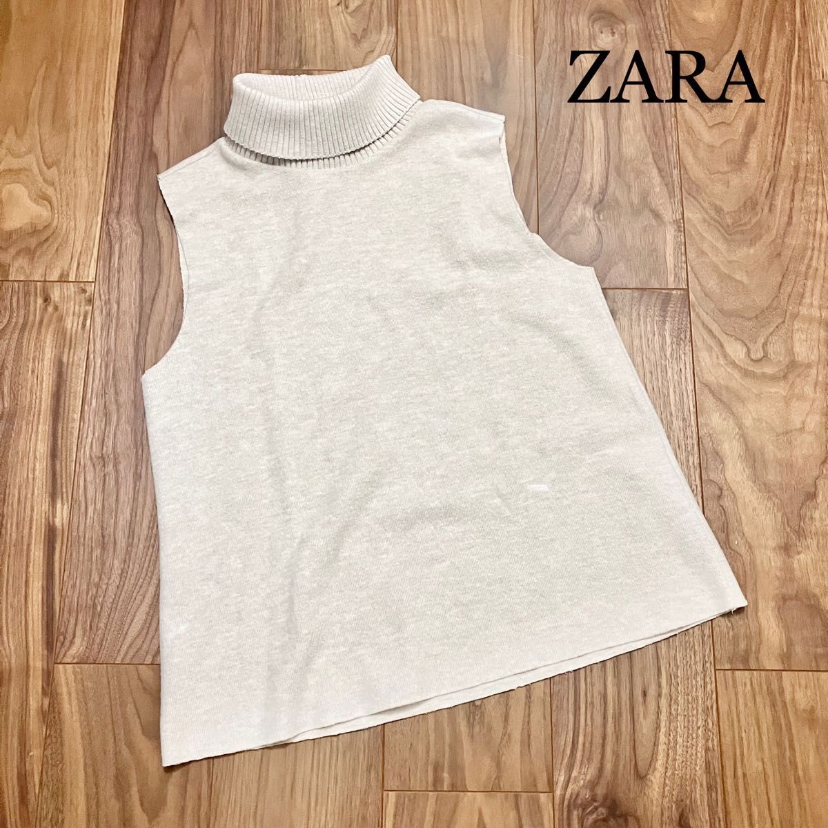 ZARA ザラ ノースリーブ タートルニット オフホワイト Lサイズ｜Yahoo