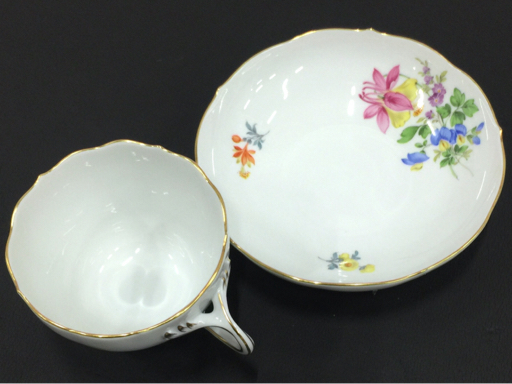 マイセン コーヒーカップ＆ソーサー 花柄 金彩 カップ全高約6.5cm MEISSEN 食器の画像3