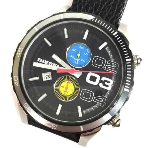 ディーゼル DOUBLE DOWN クロノグラフ クォーツ 腕時計 DZ-4331 メンズ ブラック文字盤 ジャンク品 DIESELの画像1