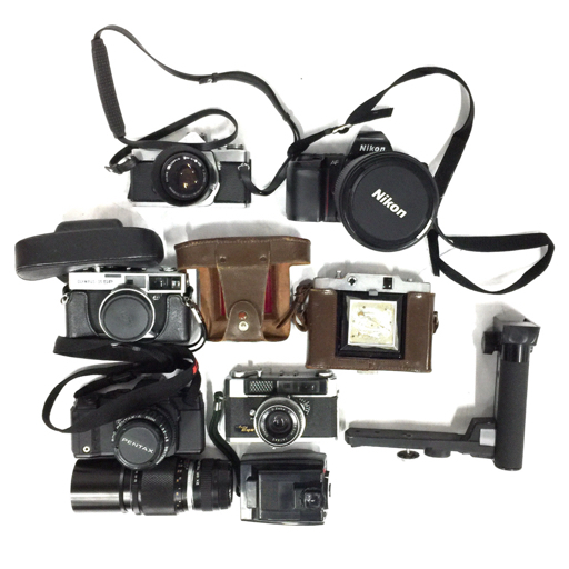 1円 OLYMPUS OM-1 F.ZUIKO AUTO-S 1:1.8 50mm Nikon F-801S 含む フィルムカメラ レンズ セットの画像1