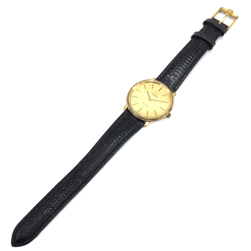 オメガ デビル 手巻き 機械式 腕時計 ゴールド文字盤 ラウンドフェイス Cal.625 社外ベルト 純正尾錠 ジャンク品の画像7