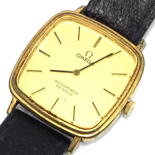 オメガ デビル オートマチック 自動巻き 腕時計 メンズ ゴールド文字盤 Cal.712 不動品 ジャンク品 社外ベルトの画像1