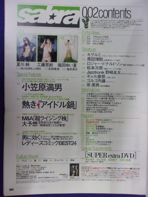 3041 sabraサブラ 2007年No.2 DVD付き 熊田曜子/秋山莉奈/夏川純_画像2