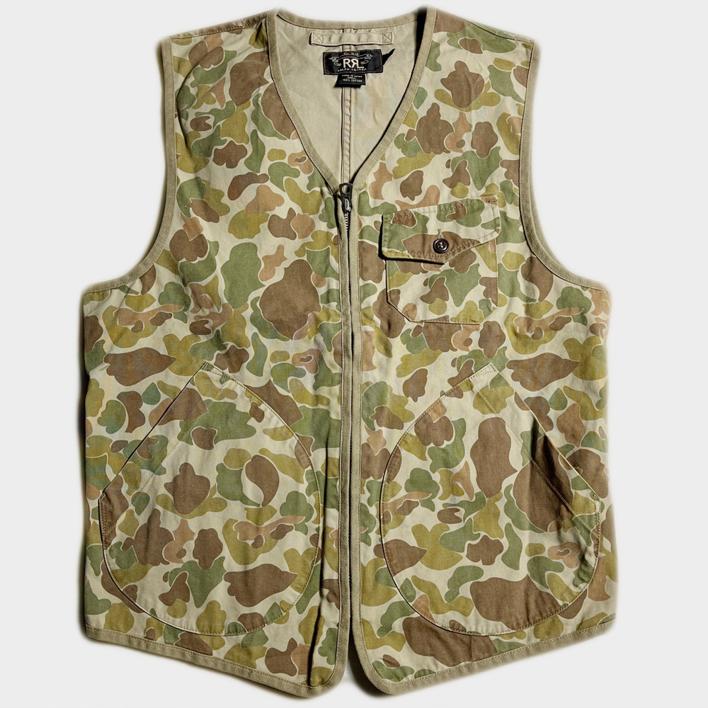 人気! RRL ダックハンターカモ ワーク ベスト DUCK HUNTER CAMO WORK VEST ダブルアールエル POLO RALPH LAUREN ポロラルフローレン ジレ