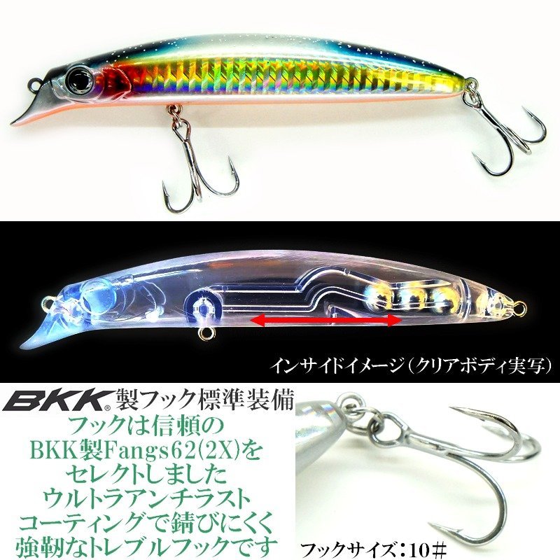 リップル115SF 115mm-18g ( レッドヘッド ) 【 ジギンガーＺ × AncientHunter 】 BKK製フック装着 リップレスミノー ミノー　シーバス_画像5