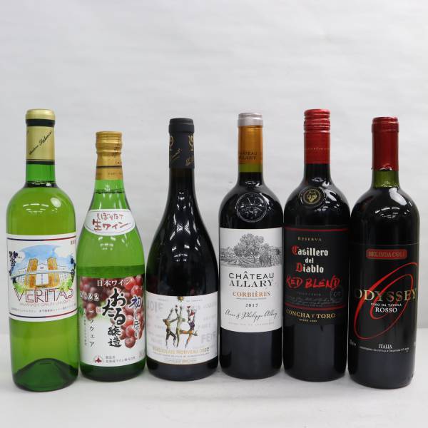 【6本セット】ワイン各種（初しぼり おたる醸造 デラウェア 2022 8.5％ 720ml 等）O23C130090の画像1