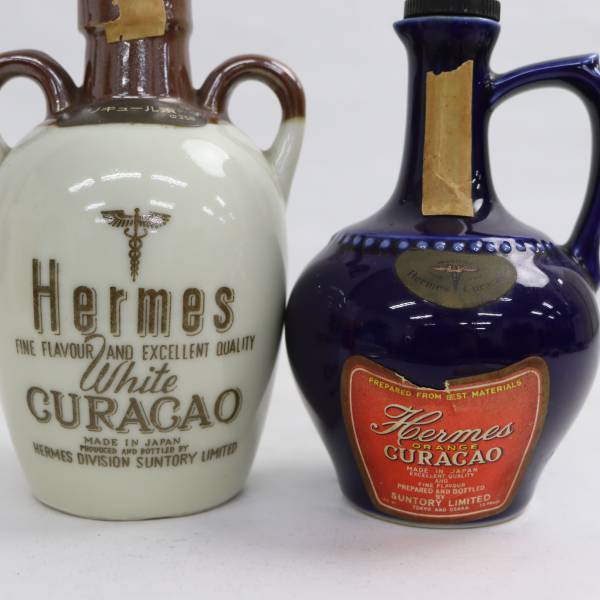 【2本セット】Hermes（ヘルメス）各種（ホワイト キュラソー ベビーボトル 35％ 180ml 等）陶器（総重量 572g）O23C130079の画像2