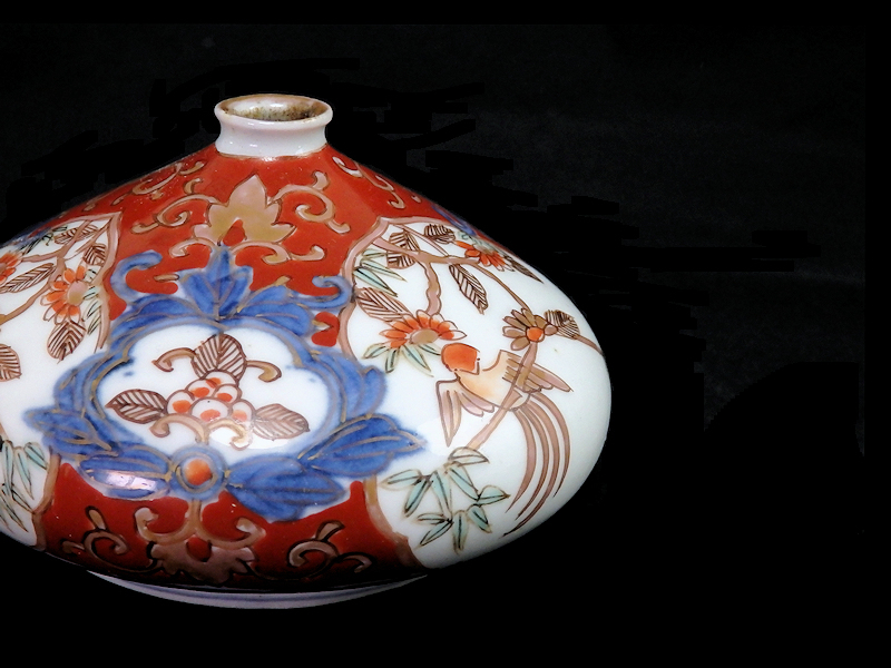 ☆華心☆ CHf-D651mS 古伊万里 金襴手 花鳥紋に金唐草の図 油壷 | www