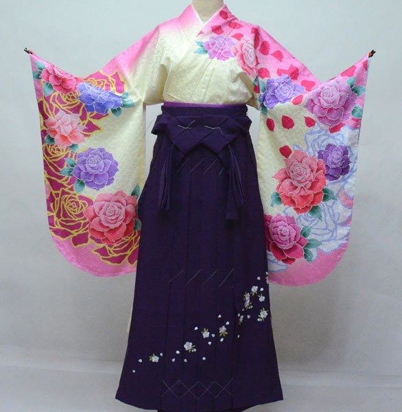 熱い販売 矢絣柄 矢羽 ジュニア用へ直し135cm~150cm 着物袴セット