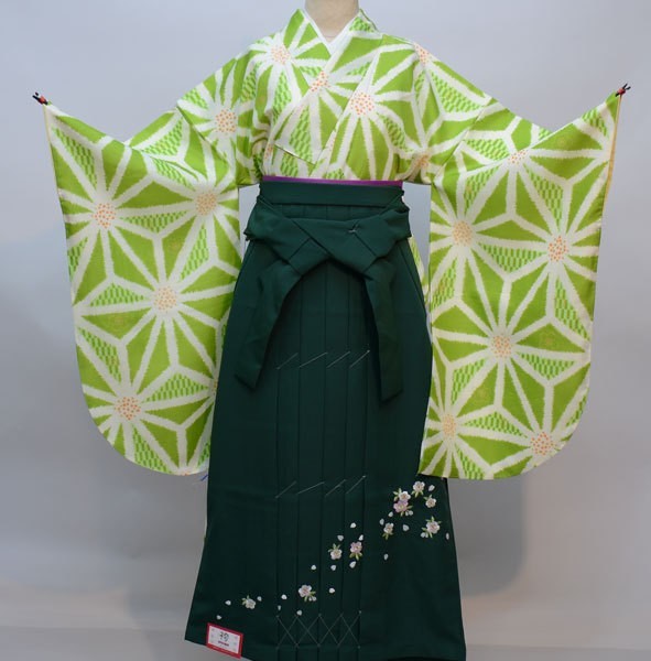 二尺袖 着物袴フルセット 麻の葉 袴変更可能 着物丈はショート丈 新品（株）安田屋 NO29707