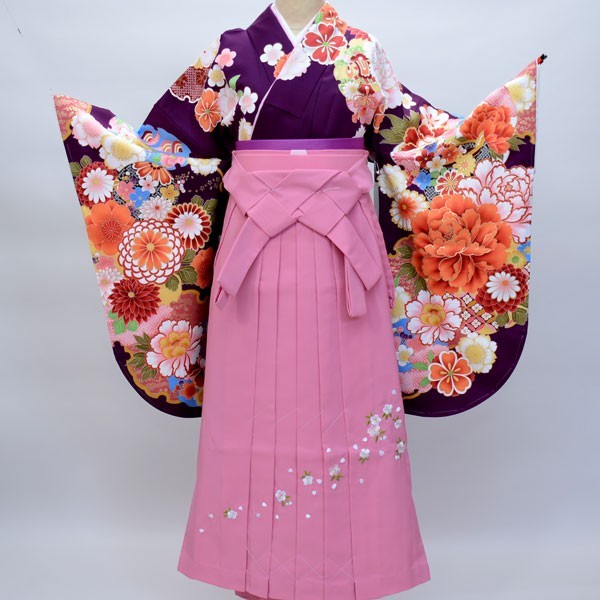 二尺袖 着物 袴フルセット From KYOTO 紫色 袴変更可 NO31490-