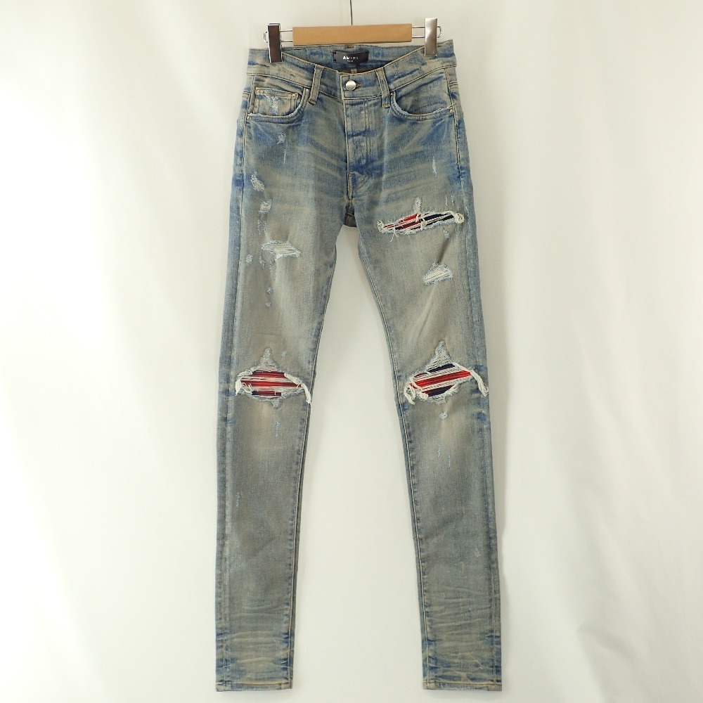 美品/国内正規/21年製 AMIRI アミリ クラッシュ/リペア加工 スキニー ...