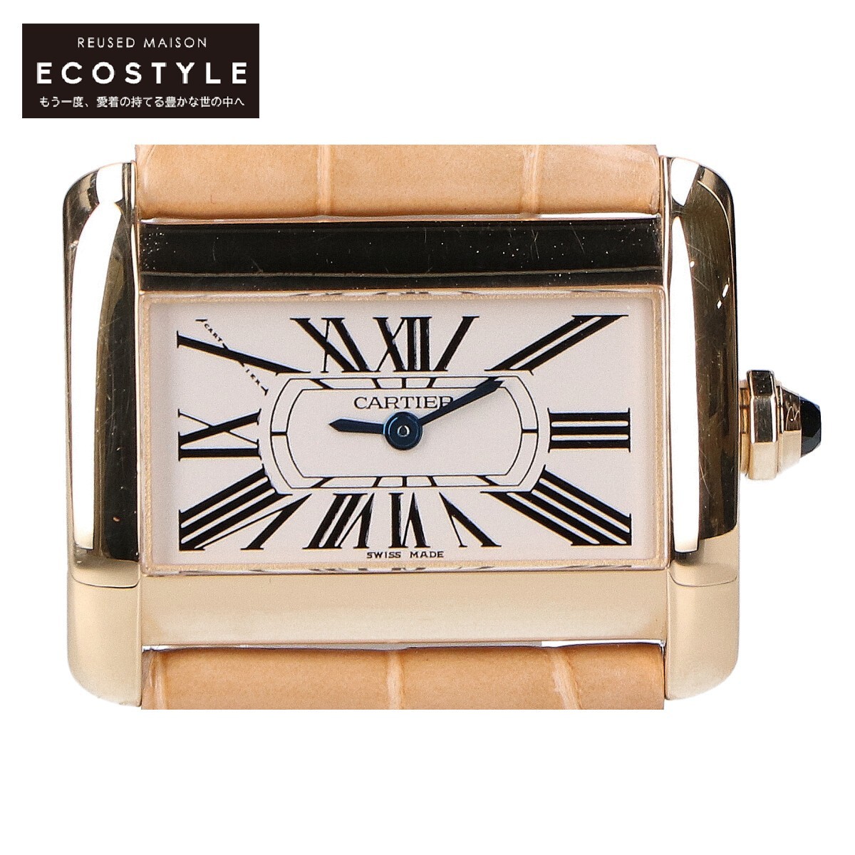 美品/ Cartier カルティエ W6300356 750YG ミニタンク ディヴァン クォーツ ウォッチ 腕時計 イエローゴールド レディース 