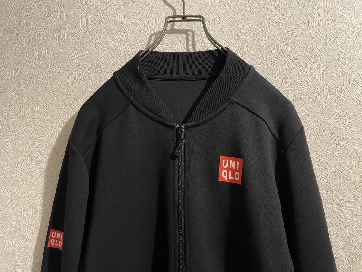 ◯ UNIQLO ジョコビッチ モデル ロゴ トラック ジャケット / ユニクロ ジャージ ドライ ストレッチ ブラック 黒 L Mens #Sirchive