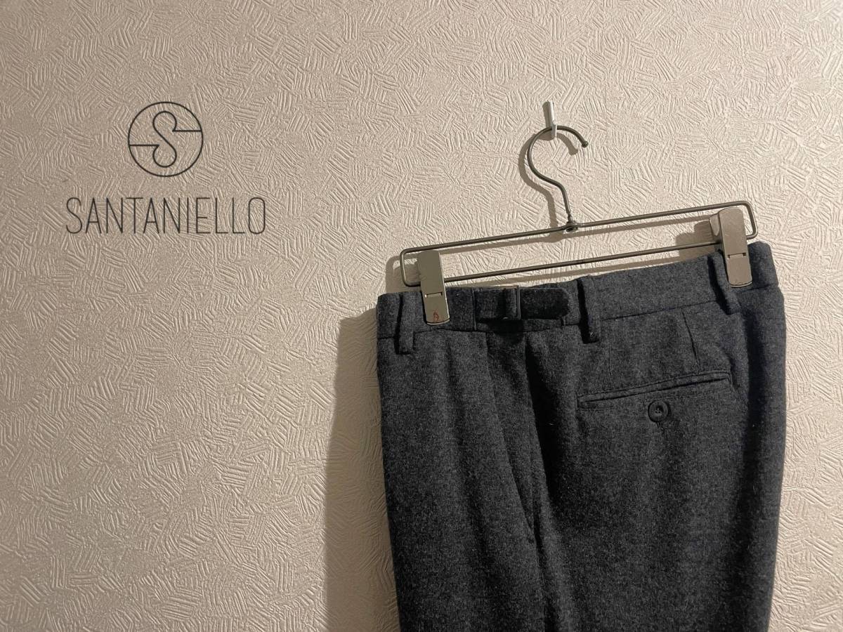 ◯ イタリア製 SANTANIELLO ウール ニット ジョガー パンツ / サンタニエッロ イージー 裾リブ エッシャー グレー 46 Mens #Sirchive