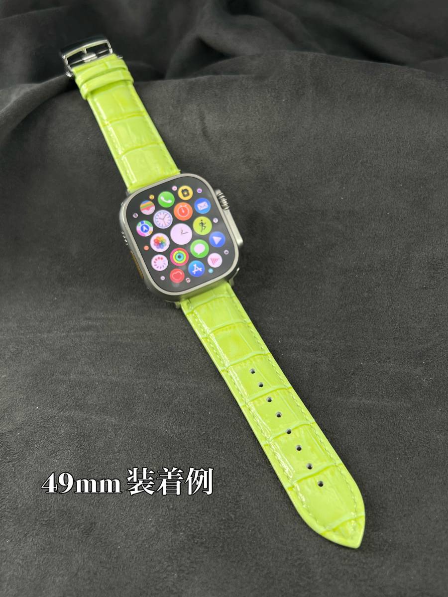  блеск Apple зеленый анимация натуральная кожа крокодил ремень частота Apple часы 49mm45mm41mm40mm44mm38mm42mm Ultra серии 87SE6543