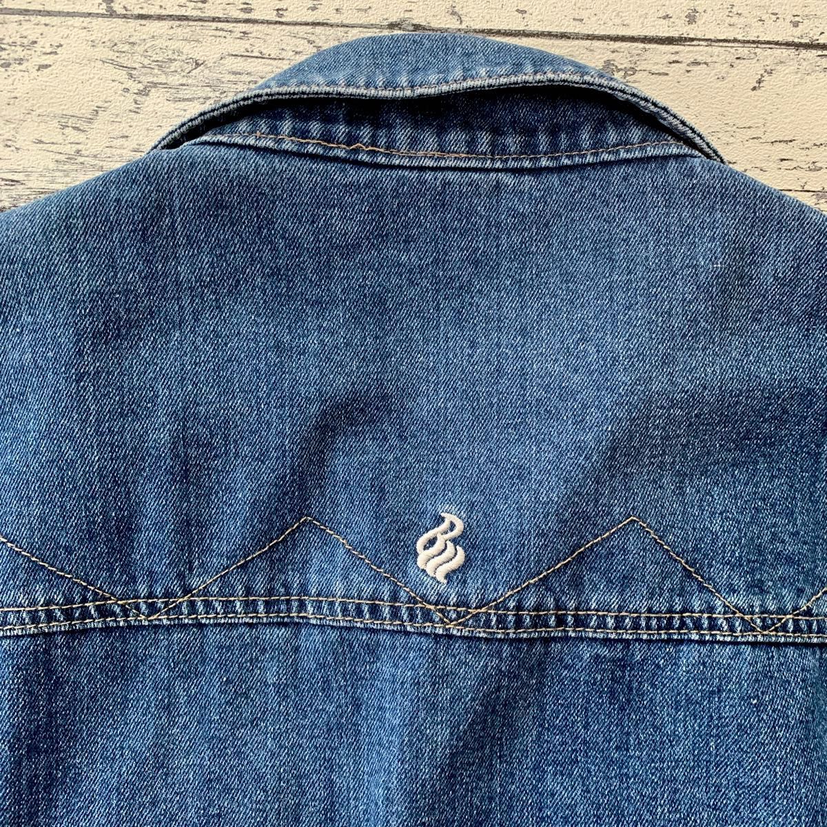 Roca Wear デニムジャケットウォッシュドフルフリンジオリジナル ROCA WEAR デニムジャケット ブランドロゴ刺繍 ビッグサイズ XL