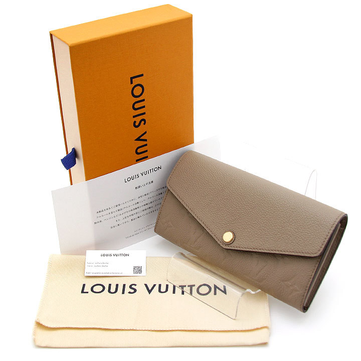 中古美品 ルイヴィトン 長財布 ポルトフォイユ・サラ モノグラム アンプラント M68708 ベージュ LOUIS VUITTON トゥルトレール スペイン製_画像10