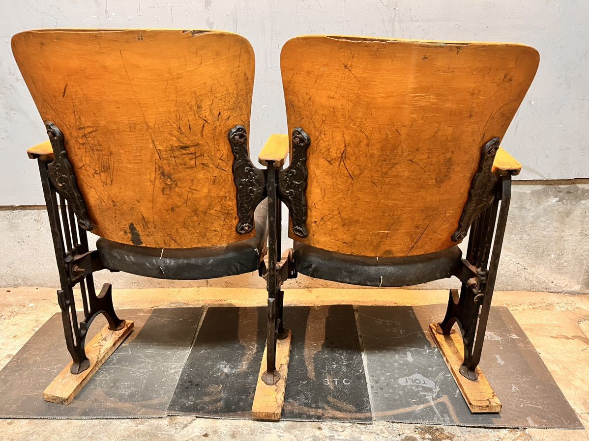 W79 античный эффект живого звука стул стул из дерева металлический American античный мебель theater chair 40\'s 50\'s железный стул 