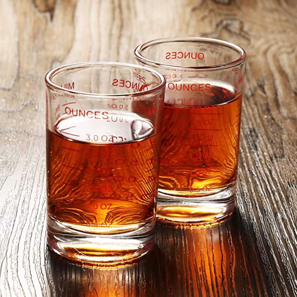 エスプレッソ ショットグラス 90ml/3oz 計量カップ 赤色目盛り付き コーヒー ミルク 水 お酒 グラス 耐熱グラス