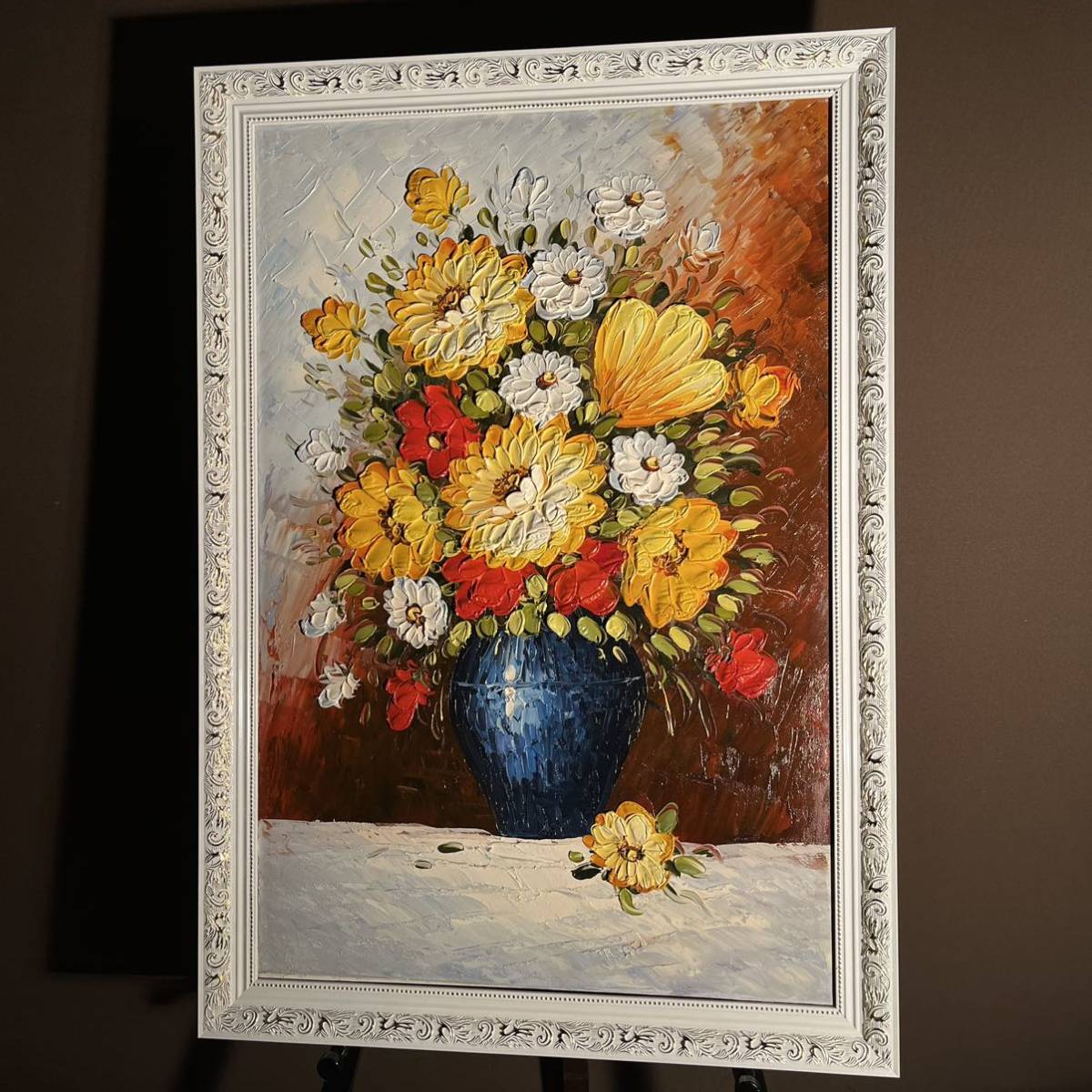 * preeminence work * handwriting . oil painting vase. flower ( large ) amount attaching picture interior oil painting .