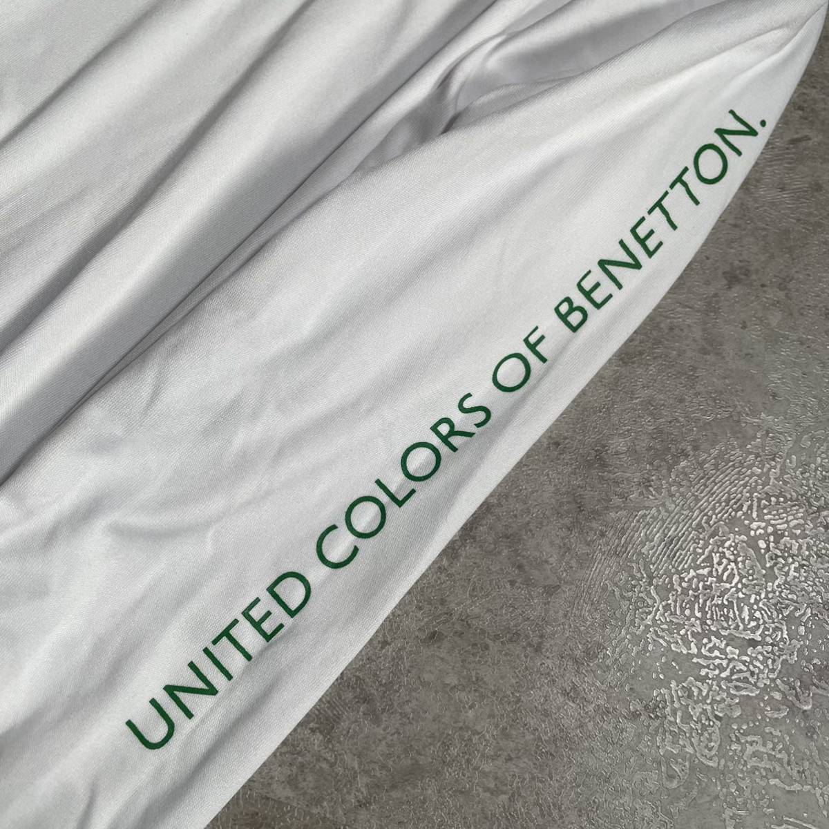 美品 UNITED COLORS OF BENETTON ベネトン ジャージ ロングカットソー ラッシュガード ホワイト Lサイズ 水着 スポーツウェア ゴルフウェア_画像6