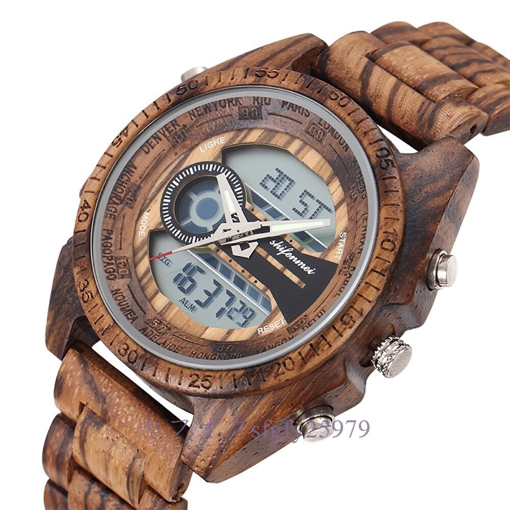 A604A☆新品木製腕時計 メンズ ミリタリー スポーツ腕時計 クオーツ時計 高級 ギフト おしゃれ_画像8
