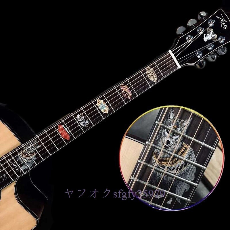 A980B☆新品DIYギター 指板フレットボードインレイ ステッカー ハロウィン ウルフ ギターフレット デカール ギターアクセサリー_画像3