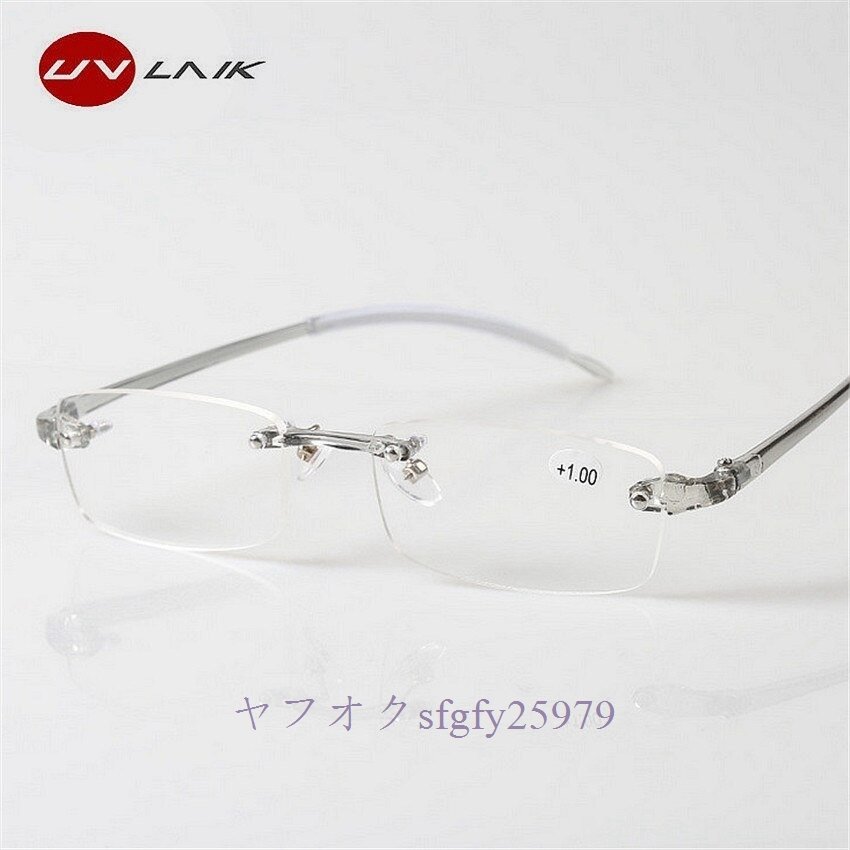 A661C☆新品老眼鏡リムレスメンズレディース超軽量フレームレス眼鏡メガネの画像1
