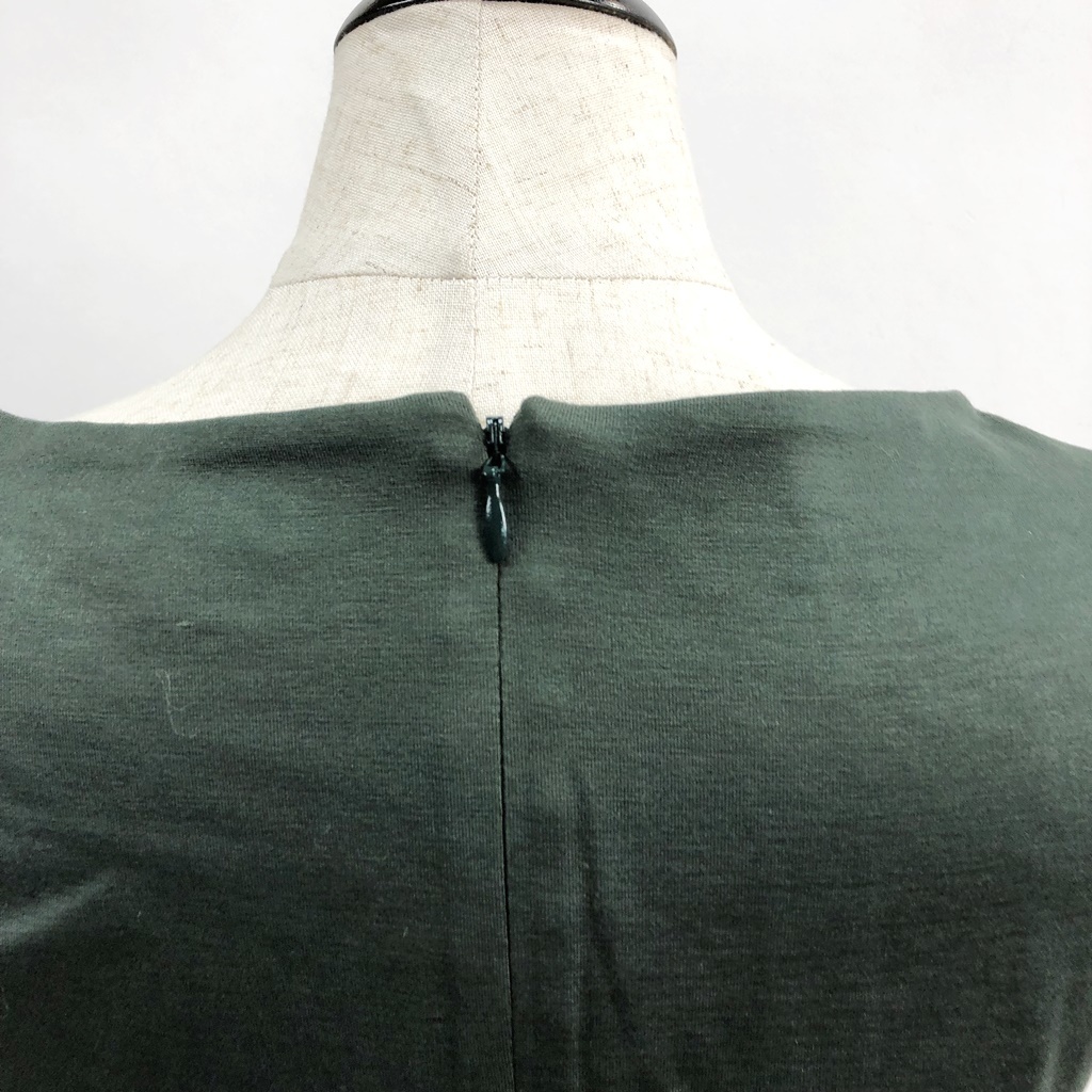 [ popular ]PAULE KA/ paul (pole) ka short sleeves One-piece mini height back fastener Hungary made cotton moss green size 36 lady's /S5427